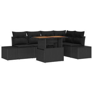 vidaXL Set de canapele pentru grădină 6 pcs Negru Rattan poli