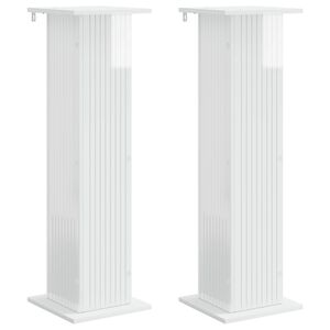 vidaXL Suport pentru plante 2 pcs Alb foarte lucios Lemn prelucrat