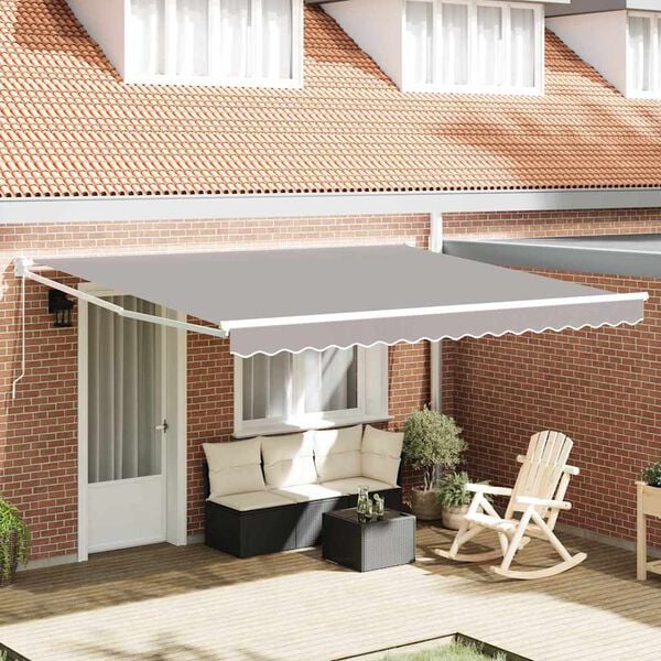 vidaXL Cortina Retractabilă Manual Gri deschis 400 &times; 300 cm