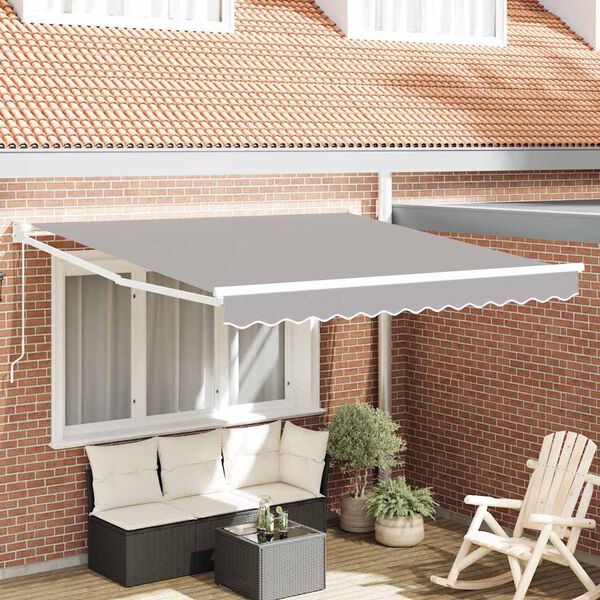 vidaXL Cortina Retractabilă Manual Gri deschis 350 x 250 cm