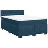 vidaXL Pat box spring cu saltea, albastru &icirc;nchis, 140x200 cm, catifea