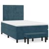 vidaXL Pat box spring cu saltea, albastru &icirc;nchis, 120x200 cm, catifea