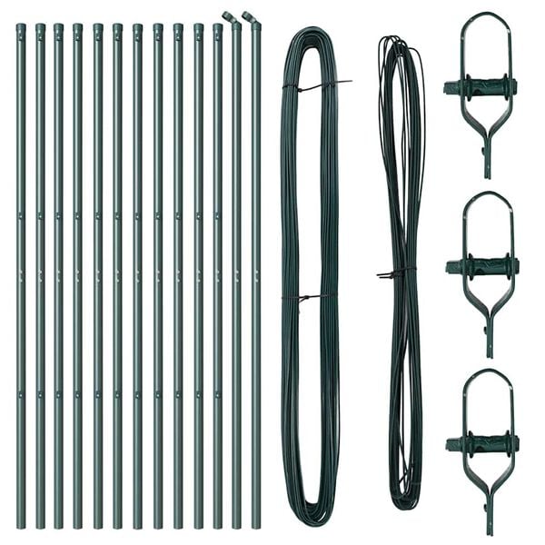 vidaXL Stâlpi de Gard Manual 13 pcs Verde Ø32mm 150 cm Oțel galvanizat