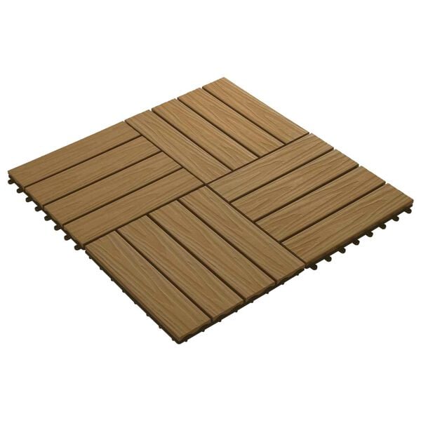 vidaXL Plăci pentru Deck 11 pcs Lemn de tec 30 x 30 cm Lemn compozit