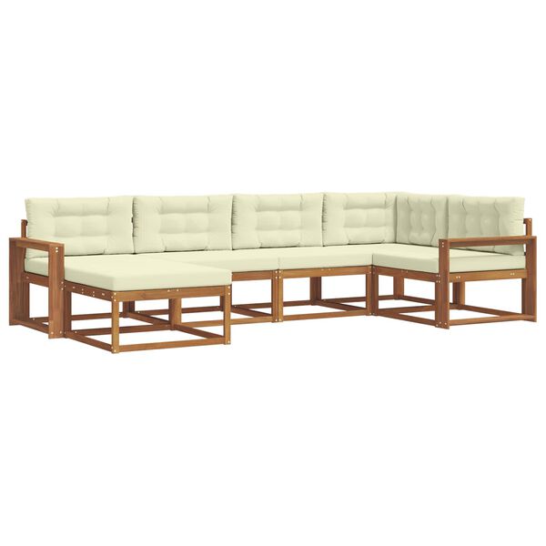 vidaXL Set de canapele de exterior cu pernă 6 pcs Natural și Crem
