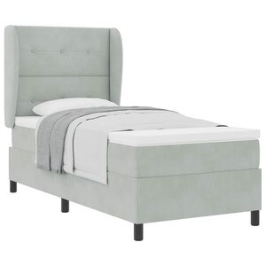 vidaXL Pat cu arcuri cu saltea Gri deschis 200 x 80 cm Poliester