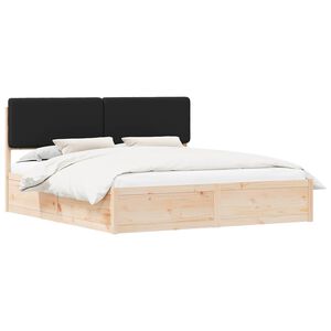 vidaXL Cadru de pat cu tăblie tapițată cu headboard Negru 180 x 200 cm