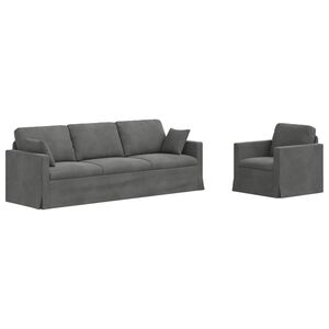 vidaXL Set de canapea 2 pcs Gri &icirc;nchis 228 x 78 x 80 cm Catifea