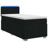 vidaXL Pat boxspring cu saltea cu benzi LED Negru 90 x 190 cm Țesătură