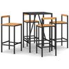 vidaXL Set bar pentru grădină, 5 piese, negru, poliratan/lemn acacia