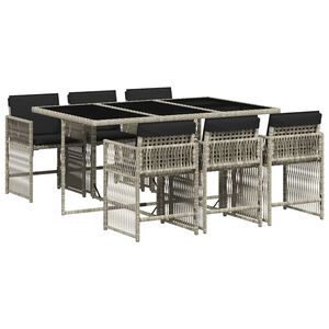 vidaXL Set mobilier de grădină cu perne, 7 piese gri deschis poliratan