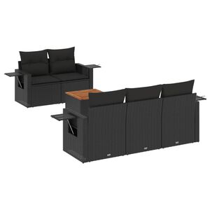 vidaXL Set mobilier de grădină cu perne, 6 piese, negru, poliratan