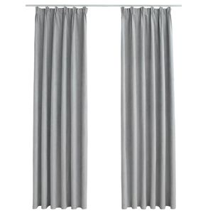 vidaXL Draperii opace cu c&acirc;rlige, 2 buc., gri, 140 x 175 cm