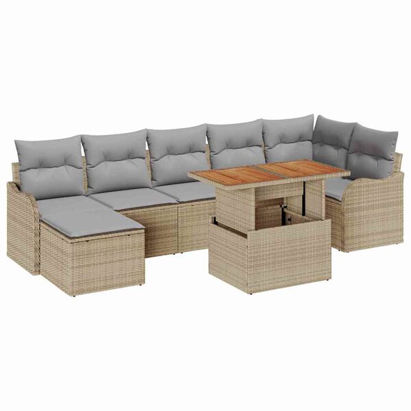 vidaXL Set de canapele pentru grădină 8 pcs bej și gri deschis