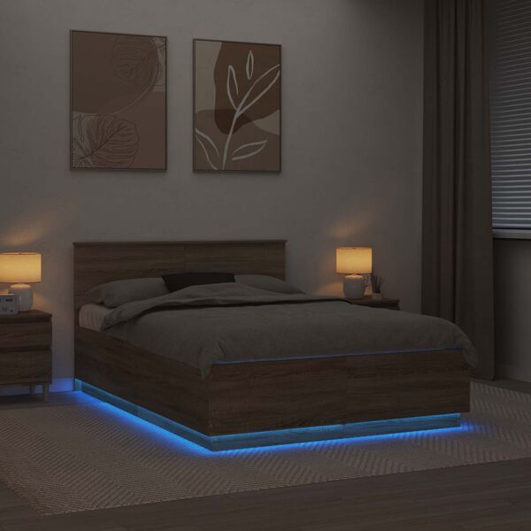 vidaXL Cadru de pat Stejar Sonoma 150 x 200 cm Lemn compozit