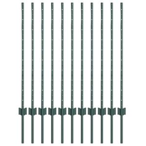 vidaXL St&acirc;lp de gard &icirc;ncorporat 11 buc. Verde 140 cm