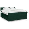 vidaXL Pat box spring cu saltea, verde &icirc;nchis, 200x200 cm, catifea