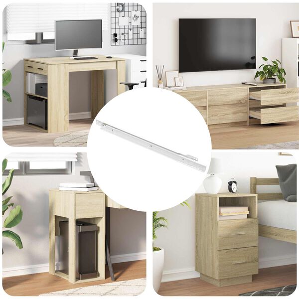 vidaXL Glisieră de sertar 12 pcs Alb 450 mm Oțel