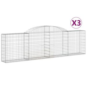 vidaXL Coșuri gabion arcuite 3 buc., 300x30x80/100 cm, fier galvanizat