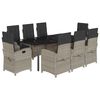 vidaXL Set mobilier grădină cu perne, 9 piese, gri deschis, poliratan