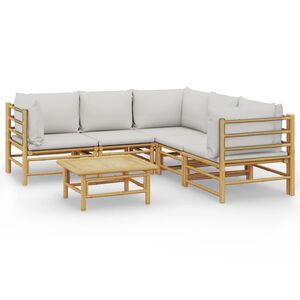 vidaXL Set mobilier de grădină cu perne gri deschis, 6 piese, bambus