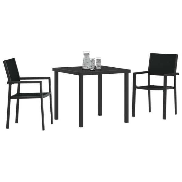 vidaXL Set de masă pentru grădină 3 pcs Negru