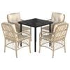 vidaXL Set mobilier de grădină cu perne, 5 piese, bej, poliratan
