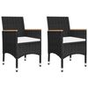 vidaXL Set mobilier bistro, 3 piese, negru, poliratan/lemn de acacia
