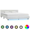 vidaXL Cadru de pat cu LED, alb, 180 x 200 cm, piele ecologică