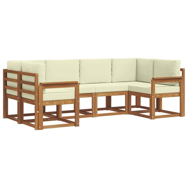 vidaXL Set de canapele de exterior cu pernă 6 pcs Natural și Crem
