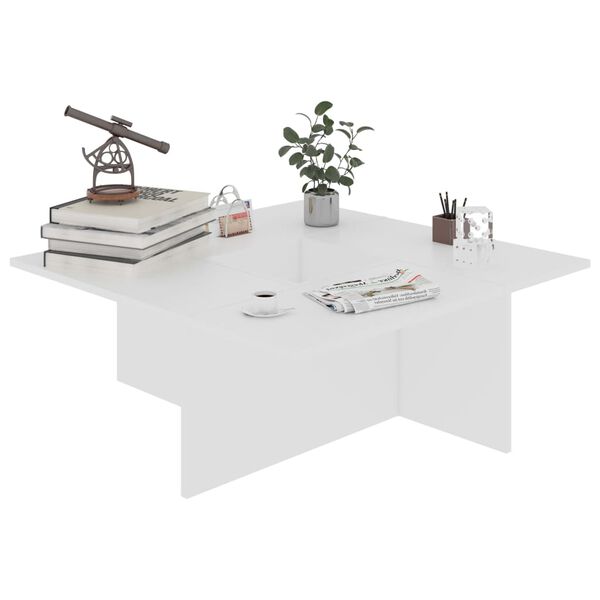 vidaXL Măsuță de cafea, alb, 79,5x79,5x30 cm, lemn prelucrat