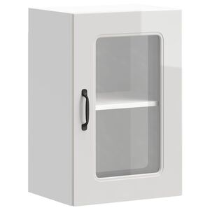 vidaXL Dulap bucătărie cu ușă sticlă Kalmar lemn prelucrat alb lucios