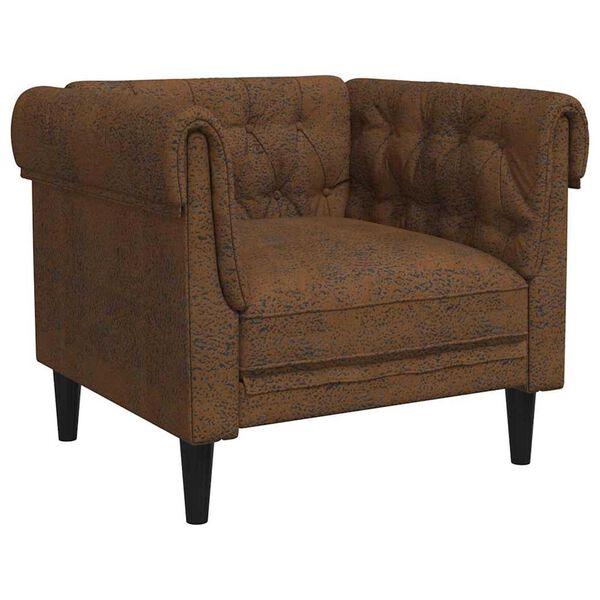 vidaXL Scaun canapea Chesterfield cu pernă Maro 78.5 x 74.5 x 74.5 cm