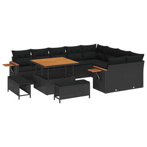 vidaXL Set de canapele pentru grădină 13 buc. 11-Număr de locuri Negru