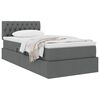 vidaXL Pat cu saltea și spațiu de depozitare Gri &icirc;nchis 90 x 190 cm