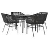 vidaXL Set de sufragerie de grădină 5 piese neagră Sticlă Poly Rattan