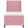 vidaXL Pat cu arcuri cu saltea cu headboard Roz 90 x 190 cm Catifea