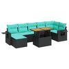 vidaXL Set mobilier de grădină cu perne, 8 piese, negru, poliratan