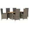 vidaXL Set mobilier de grădină cu perne, 7 piese, gri, poliratan