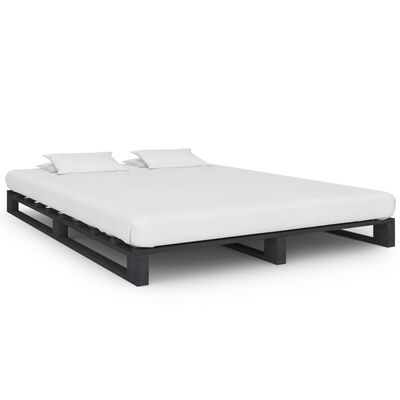 vidaXL Cadru de pat din paleți, 140 x 200 cm, gri, lemn masiv de pin