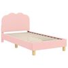 vidaXL Cadru de pat pentru copii cu spătar Roz 80 x 160 cm Boucl&eacute;