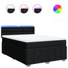vidaXL Pat box spring cu saltea, negru, 140x190 cm, textil
