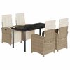 vidaXL Set mobilier de grădină cu perne, 5 piese, bej, poliratan