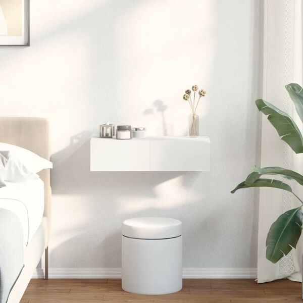 vidaXL Raft de perete cu sertare, alb, 60x26,5x15 cm, lemn prelucrat