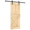 vidaXL Ușă glisantă Natural și Negru 85 x 210 cm Lemn de Pin Solid