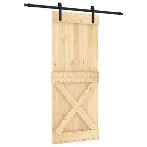 vidaXL Ușă glisantă Natural și Negru 85 x 210 cm Lemn de Pin Solid