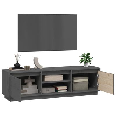 vidaXL Comodă TV, gri, 140x35x40 cm, lemn masiv de pin