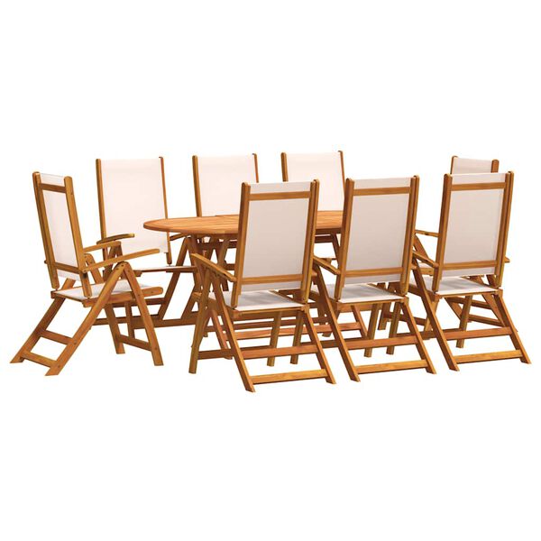 vidaXL Set mobilier de grădină, 9 piese, lemn masiv acacia/textilenă