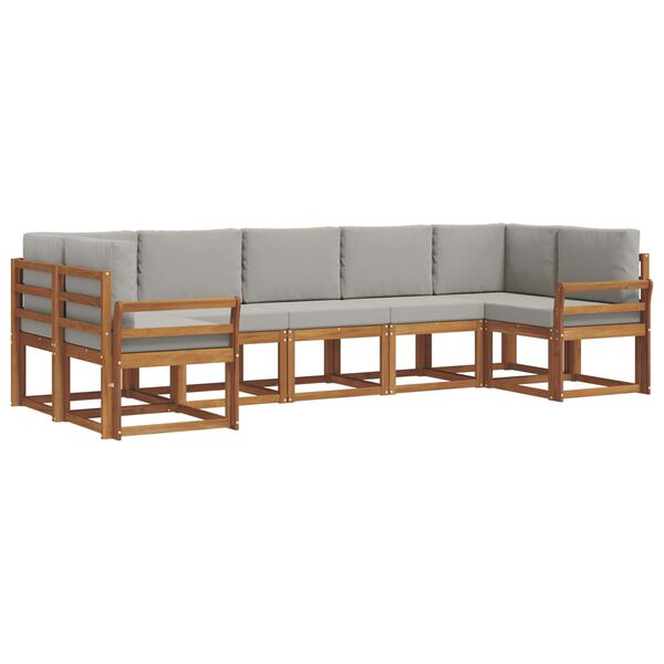 vidaXL Set de canapele de exterior 7 pcs Gri natural și deschis