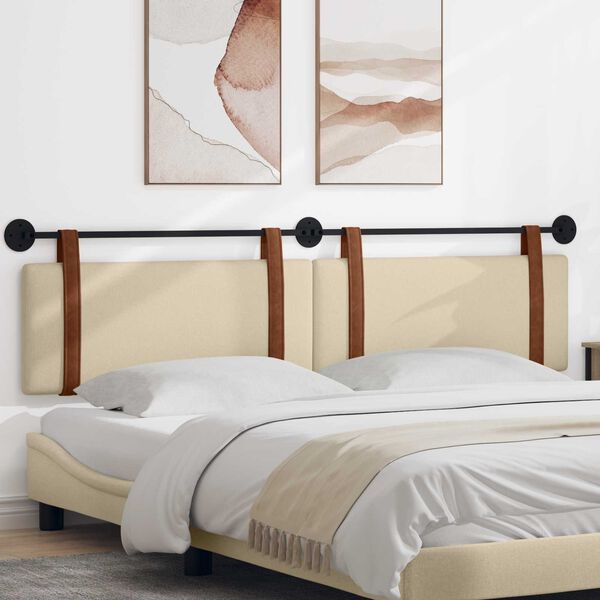 vidaXL Cap de pat suspendat Pe perete Crem 210 x 55 x 5 cm PU antic